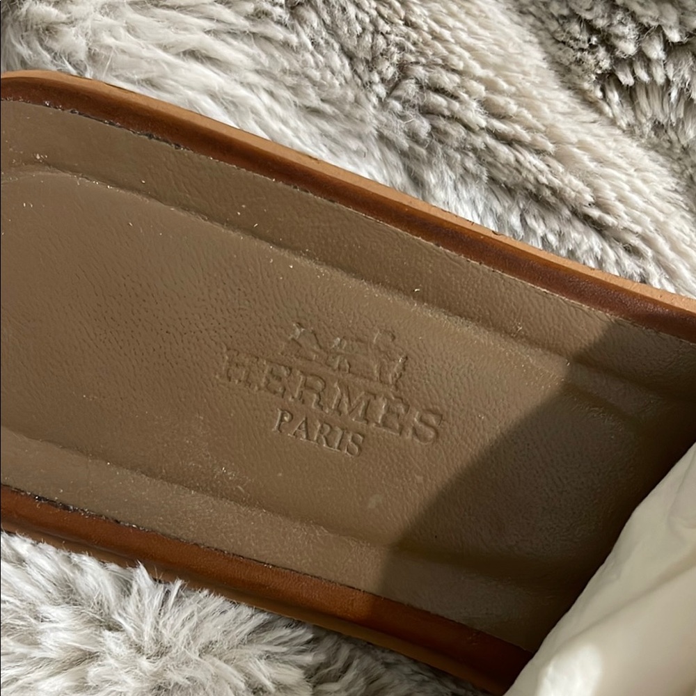 Brown Leather Slide Sandals - Picture 2 of 7